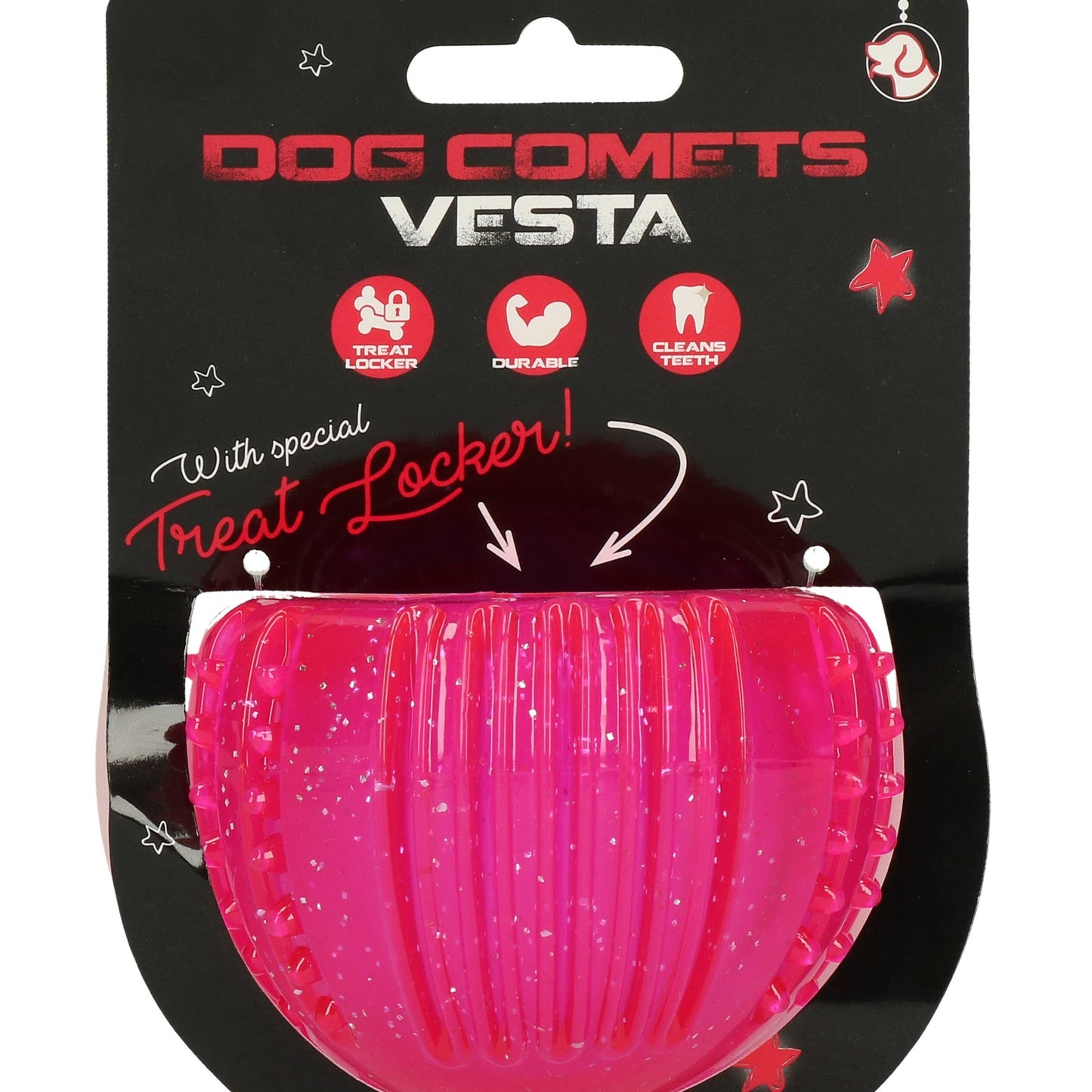 Balle Dog Comets Ceres rose avec distributeur de friandises