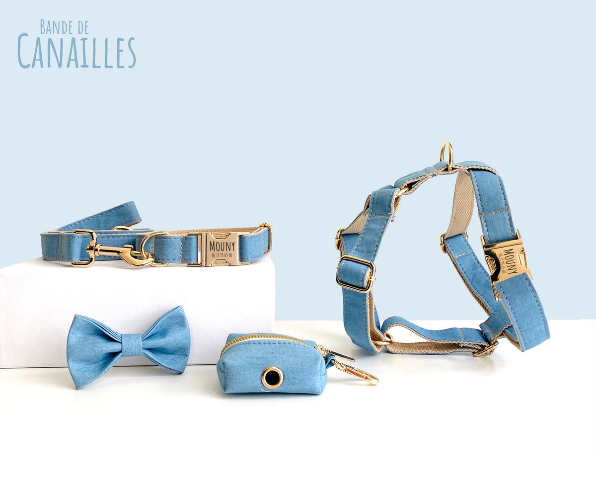 Harnais pour chien en coton Bleu Jean – Bande de Canailles