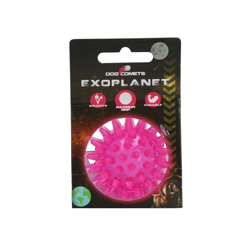 Balle hérisson pour chien Exoplanet – Dog Comets – rose, emballage