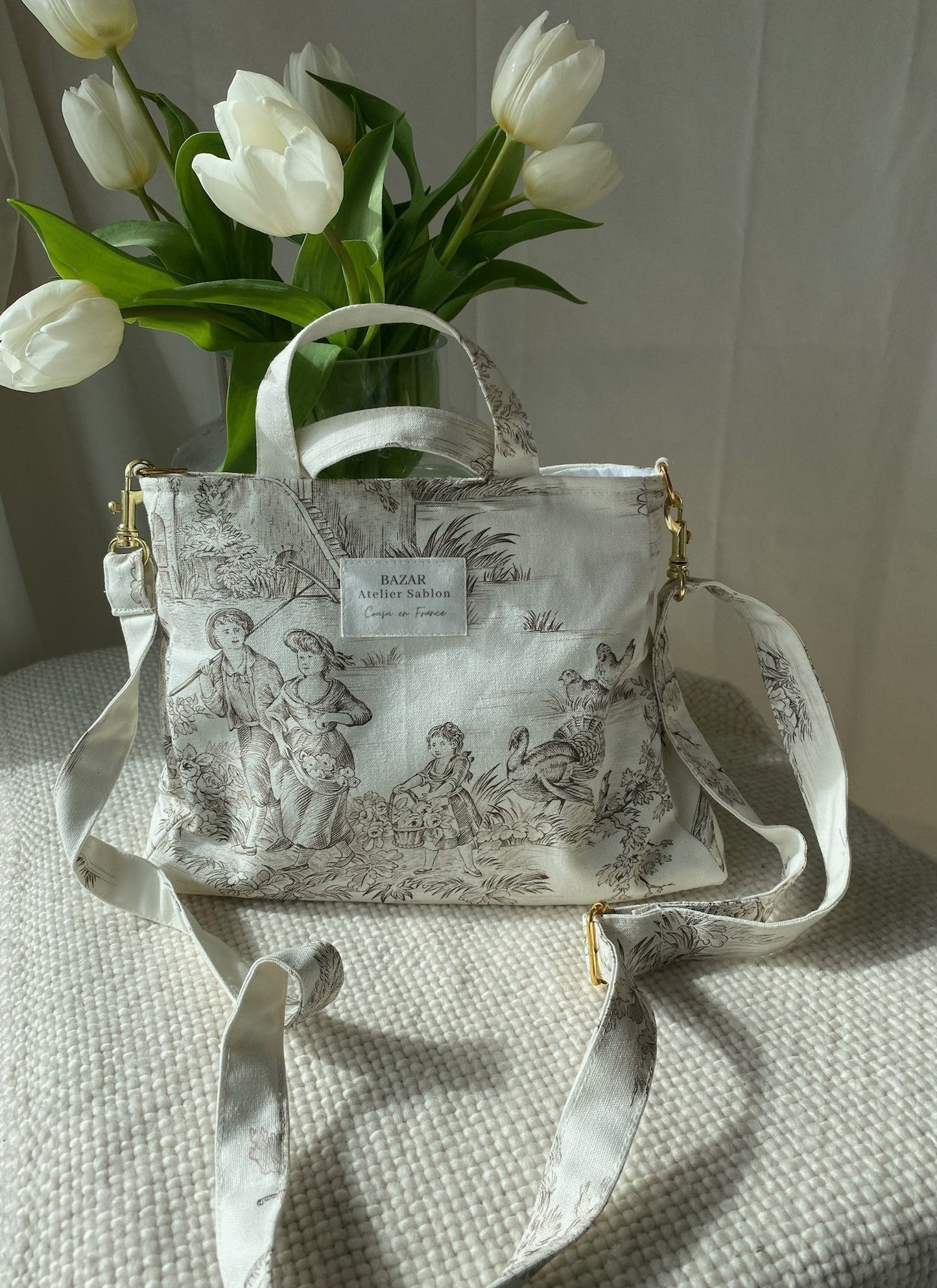 Mini cabas Jouy de Fruits moka, Bazar Atelier Sablon