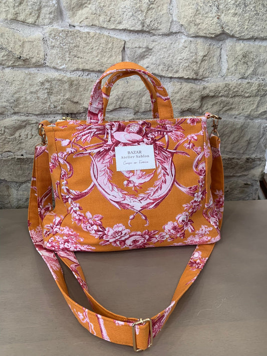 Mini Cabas - Jouy de Fruits ORANGE ET FUSHIA