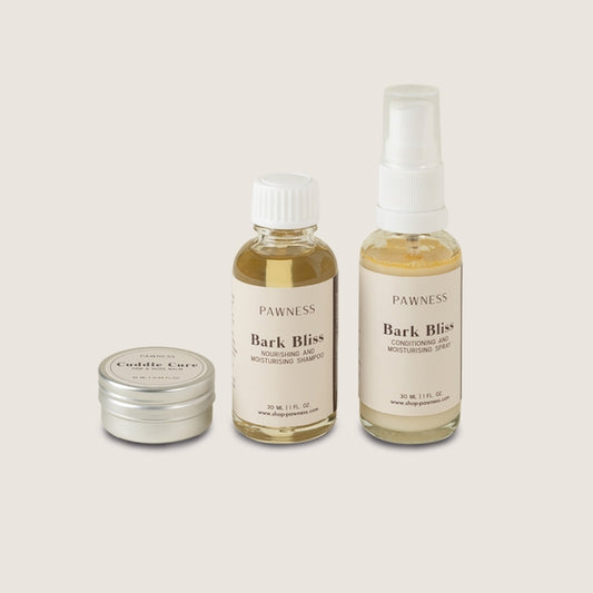 Ensemble Mini Dog Care Snuggle Shine — Shampoing, spray et baume pour pattes