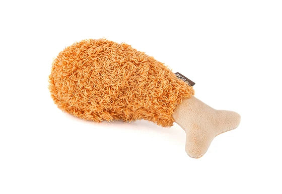 Peluche pour chien en forme de poulet frit, jouet P.L.A.Y.